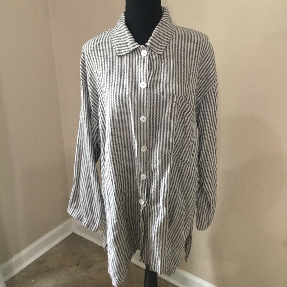 CTC Linens Women’s 100% Linen Oversized Shirt Jacket Shacket Size M/L